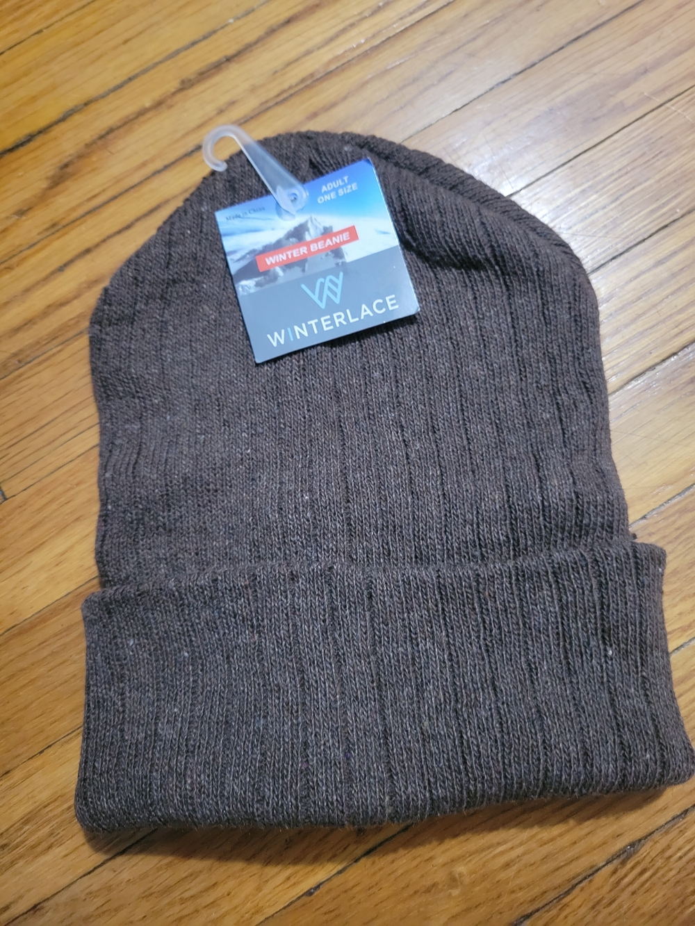 Winterlace Men's Brown Ribbed Knit Beanie NWT